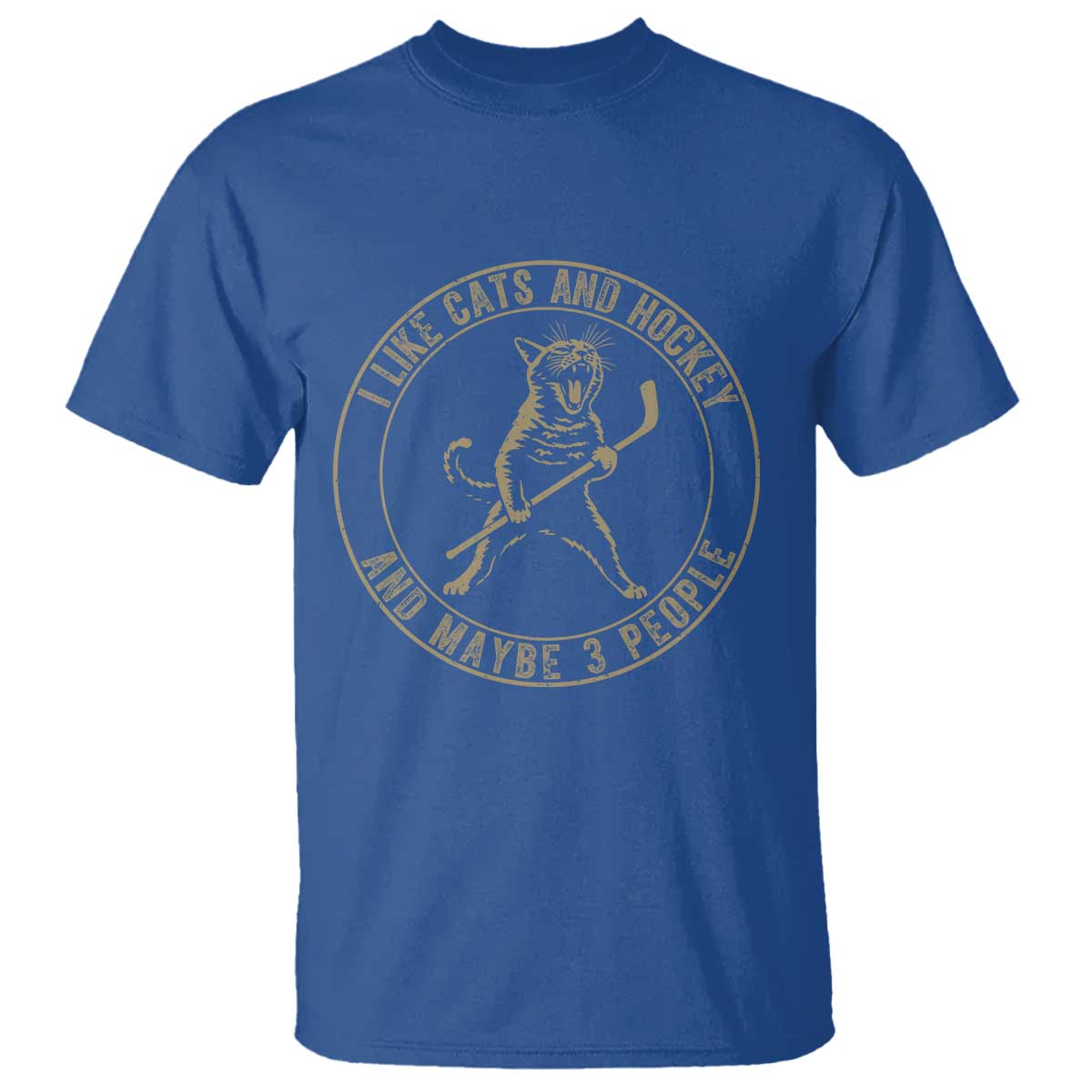 Vintage I Like Cats And Hockey And Maybe Three People Funny Gift T Shirt TS12 Royal Blue Print Your Wear