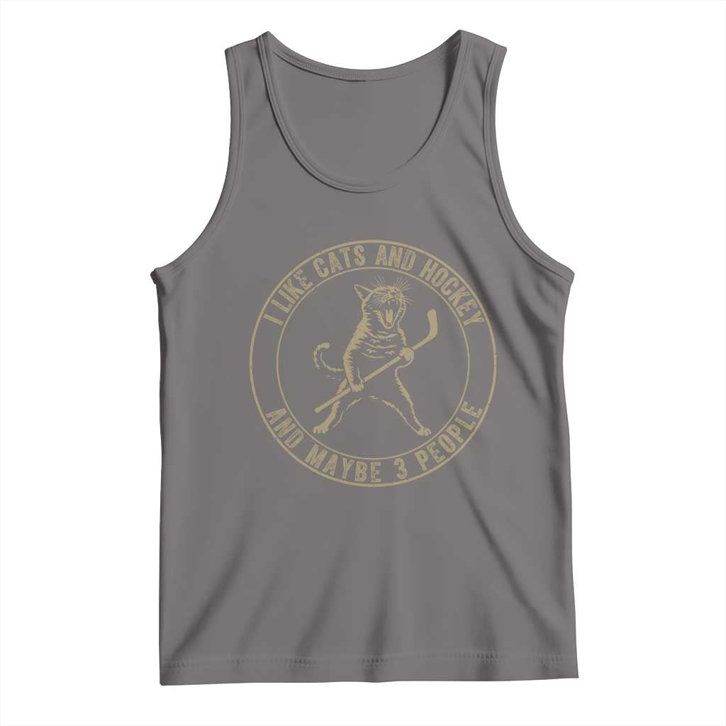 Vintage I Like Cats And Hockey And Maybe Three People Funny Gift Tank Top TS12 Deep Heather Print Your Wear