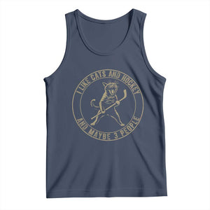 Vintage I Like Cats And Hockey And Maybe Three People Funny Gift Tank Top TS12 Navy Print Your Wear