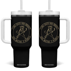 Vintage I Like Cats And Hockey And Maybe Three People Funny Gift Tumbler With Handle TS12 One Size: 40 oz Black Print Your Wear