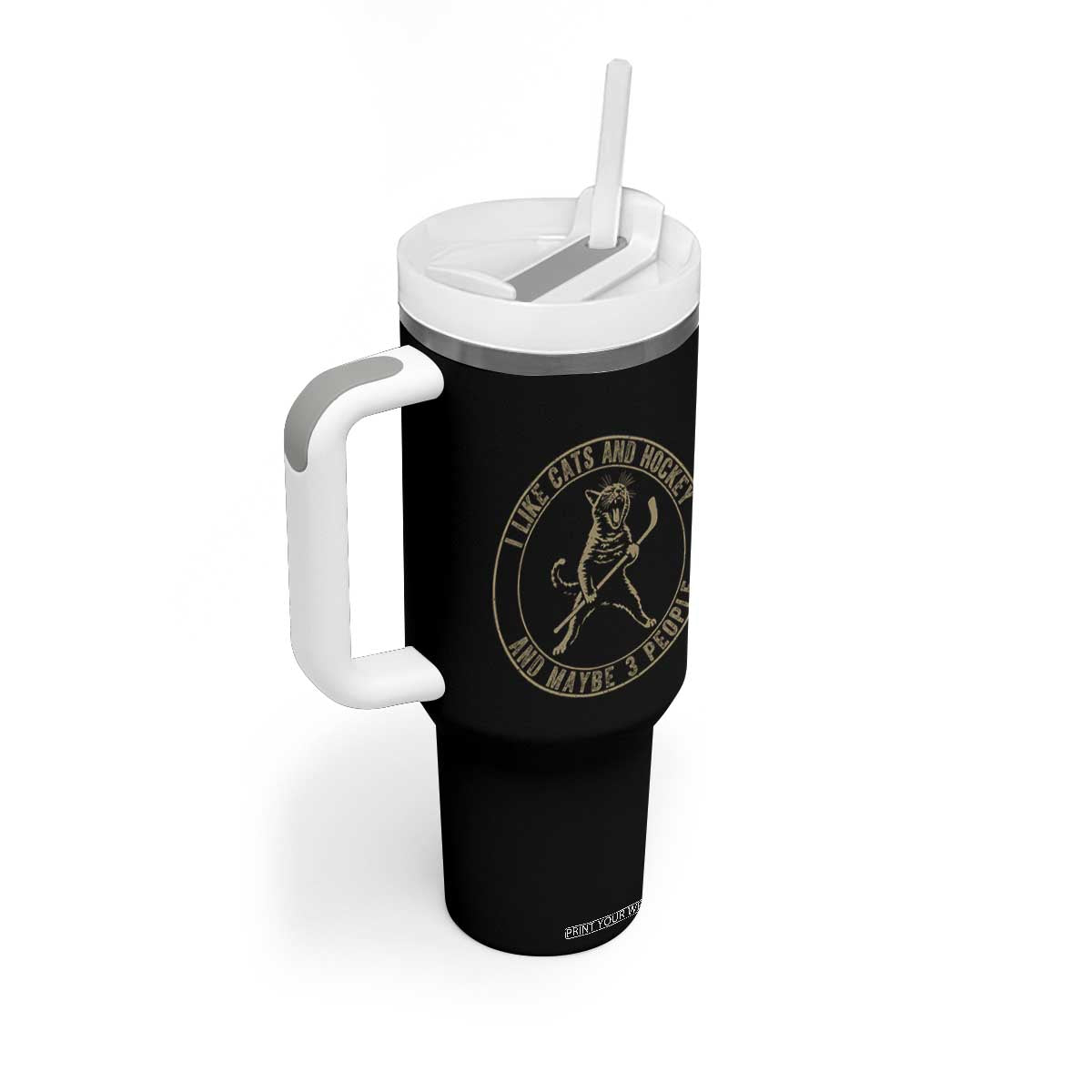 Vintage I Like Cats And Hockey And Maybe Three People Funny Gift Tumbler With Handle TS12 Print Your Wear