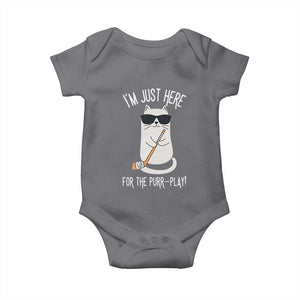 Im Just Here For The Purr Play Baby Onesie Funny Cat Hockey Gift TS12 Charcoal Print Your Wear