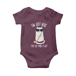 Im Just Here For The Purr Play Baby Onesie Funny Cat Hockey Gift TS12 Maroon Print Your Wear