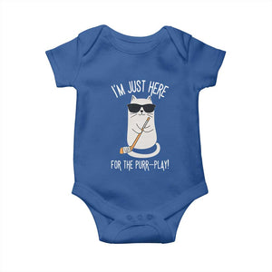 Im Just Here For The Purr Play Baby Onesie Funny Cat Hockey Gift TS12 Royal Blue Print Your Wear