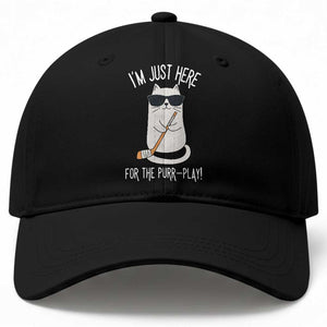 Im Just Here For The Purr Play Baseball Cap Funny Cat Hockey Gift TS12 Print Your Wear