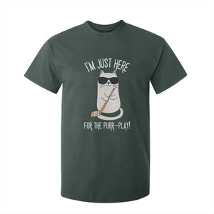 Im Just Here For The Purr Play T Shirt For Kid Funny Cat Hockey Gift TS12 Dark Forest Green Print Your Wear