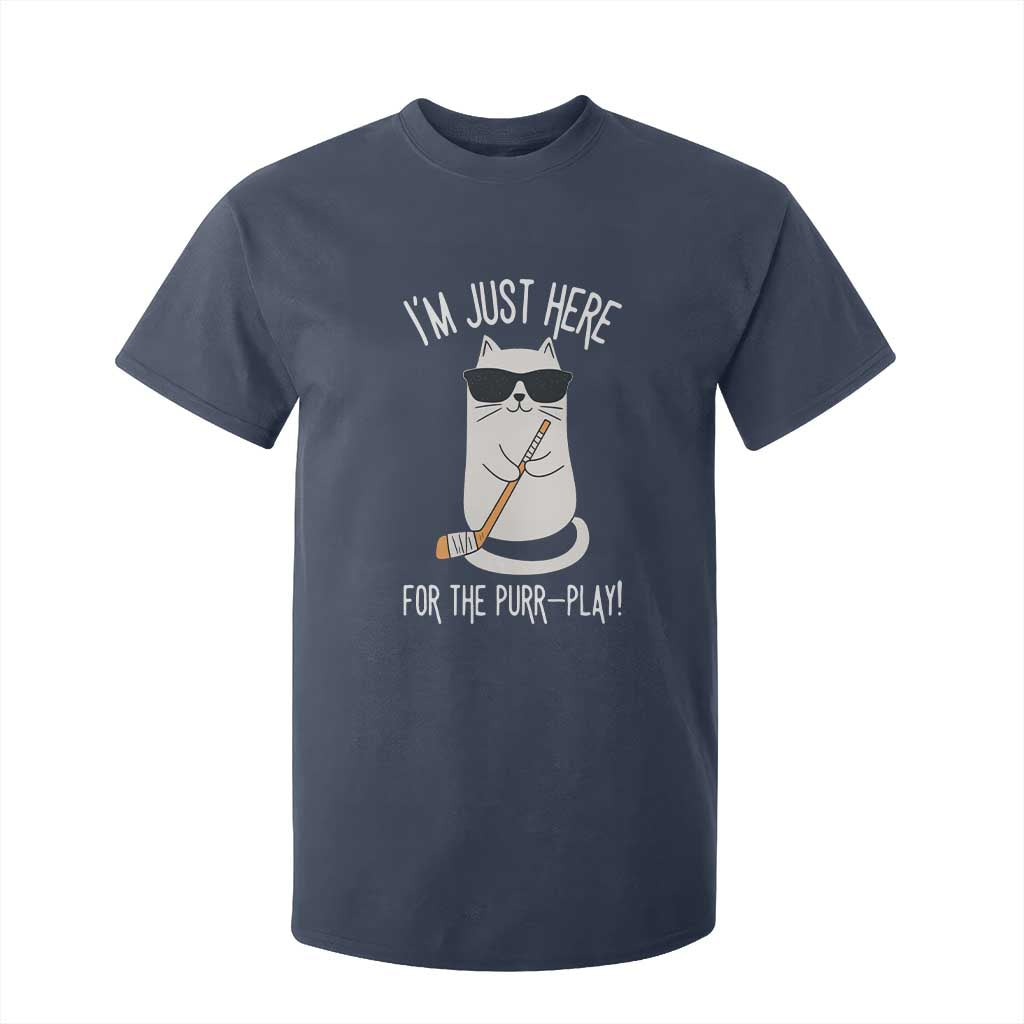Im Just Here For The Purr Play T Shirt For Kid Funny Cat Hockey Gift TS12 Navy Print Your Wear