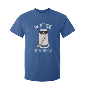 Im Just Here For The Purr Play T Shirt For Kid Funny Cat Hockey Gift TS12 Royal Blue Print Your Wear