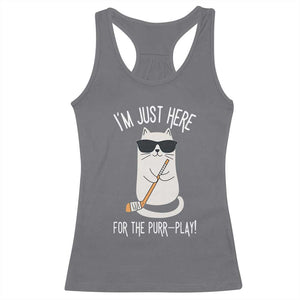 Im Just Here For The Purr Play Racerback Tank Top Funny Cat Hockey Gift TS12 Charcoal Print Your Wear