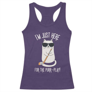 Im Just Here For The Purr Play Racerback Tank Top Funny Cat Hockey Gift TS12 Purple Print Your Wear