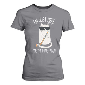 Im Just Here For The Purr Play T Shirt For Women Funny Cat Hockey Gift TS12 Charcoal Print Your Wear