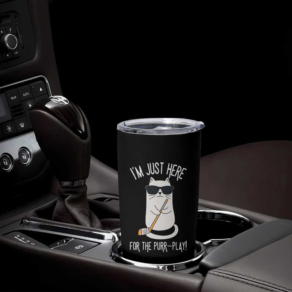 Im Just Here For The Purr Play Tumbler Cup Funny Cat Hockey Gift TS12 Print Your Wear