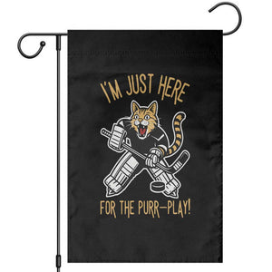 Vintage Cat Hockey Goalie Garden Flag Funny Im Just Here For The Purr Play Gift TS12 Black Print Your Wear