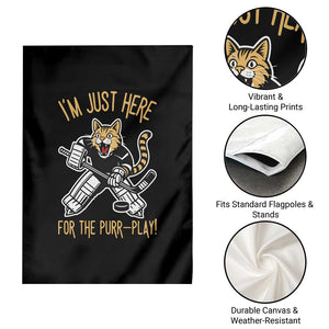 Vintage Cat Hockey Goalie Garden Flag Funny Im Just Here For The Purr Play Gift TS12 Print Your Wear