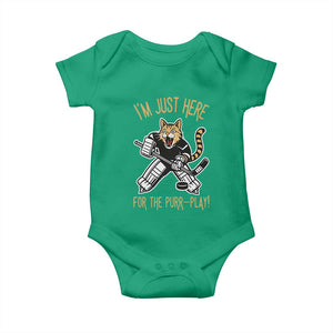 Vintage Cat Hockey Goalie Baby Onesie Funny Im Just Here For The Purr Play Gift TS12 Irish Green Print Your Wear