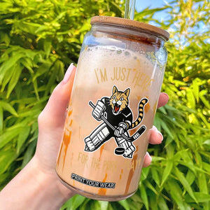 Vintage Cat Hockey Goalie Glass Can Funny Im Just Here For The Purr Play Gift TS12 Black Print Your Wear