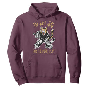 Vintage Cat Hockey Goalie Hoodie Funny Im Just Here For The Purr Play Gift TS12 Maroon Print Your Wear