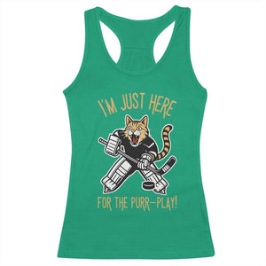Vintage Cat Hockey Goalie Racerback Tank Top Funny Im Just Here For The Purr Play Gift TS12 Irish Green Print Your Wear