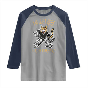 Vintage Cat Hockey Goalie Raglan Shirt Funny Im Just Here For The Purr Play Gift TS12 Sport Gray Navy Print Your Wear