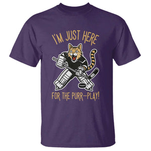 Vintage Cat Hockey Goalie T Shirt Funny Im Just Here For The Purr Play Gift TS12 Purple Print Your Wear
