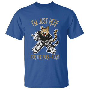 Vintage Cat Hockey Goalie T Shirt Funny Im Just Here For The Purr Play Gift TS12 Royal Blue Print Your Wear