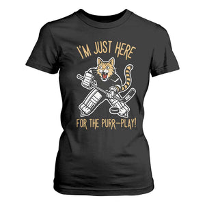 Vintage Cat Hockey Goalie T Shirt For Women Funny Im Just Here For The Purr Play Gift TS12 Black Print Your Wear