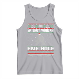 Funny Hockey Goalie Ugly Christmas Gift Tank Top Shut Your Five Hole TS12 Athletic Heather Print Your Wear