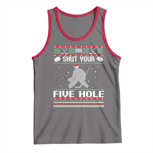 Funny Hockey Goalie Ugly Christmas Gift Tank Top Shut Your Five Hole TS12 Deep Heather Red Print Your Wear