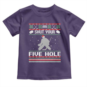 Funny Hockey Goalie Ugly Christmas Gift Toddler T Shirt Shut Your Five Hole TS12 Purple Print Your Wear
