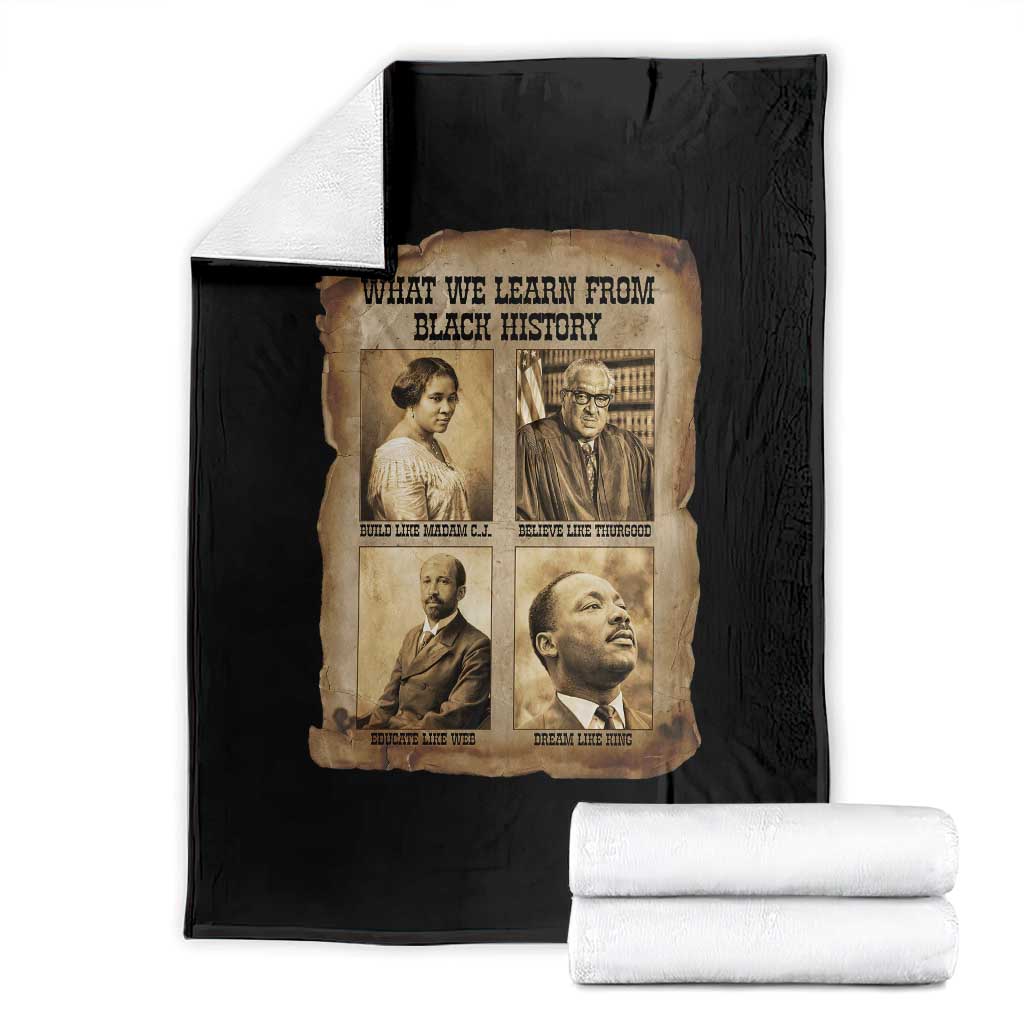 What We Learn From Black History Throw Blanket Iconic African American Figures TS12 Black Print Your Wear