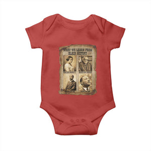 What We Learn From Black History Baby Onesie Iconic African American Figures TS12 Red Print Your Wear