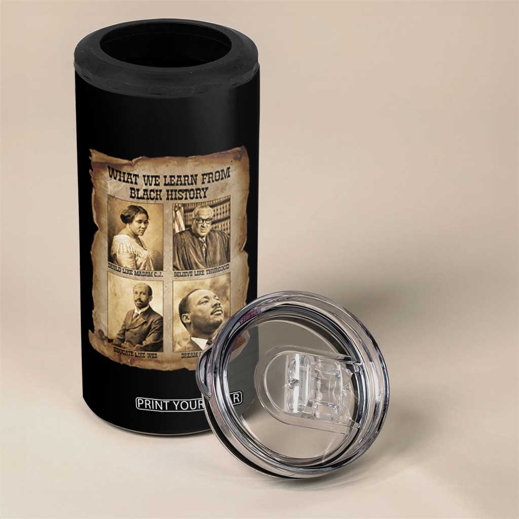What We Learn From Black History 4 in 1 Can Cooler Tumbler Iconic African American Figures TS12 Print Your Wear