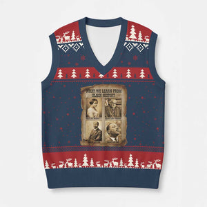 What We Learn From Black History V-Neck Knit Sweater Vest Iconic African American Figures TS12 Navy Red Print Your Wear