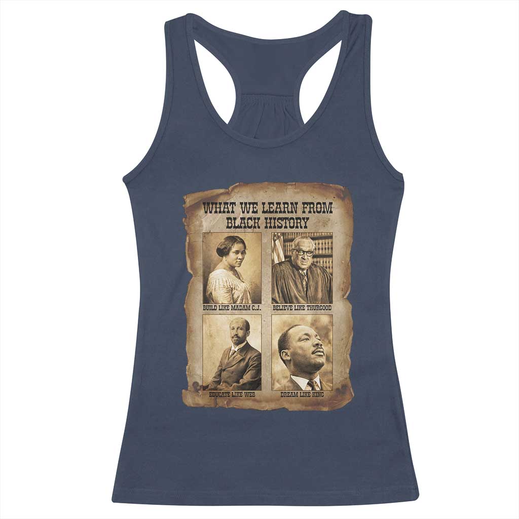 What We Learn From Black History Racerback Tank Top Iconic African American Figures TS12 Navy Print Your Wear