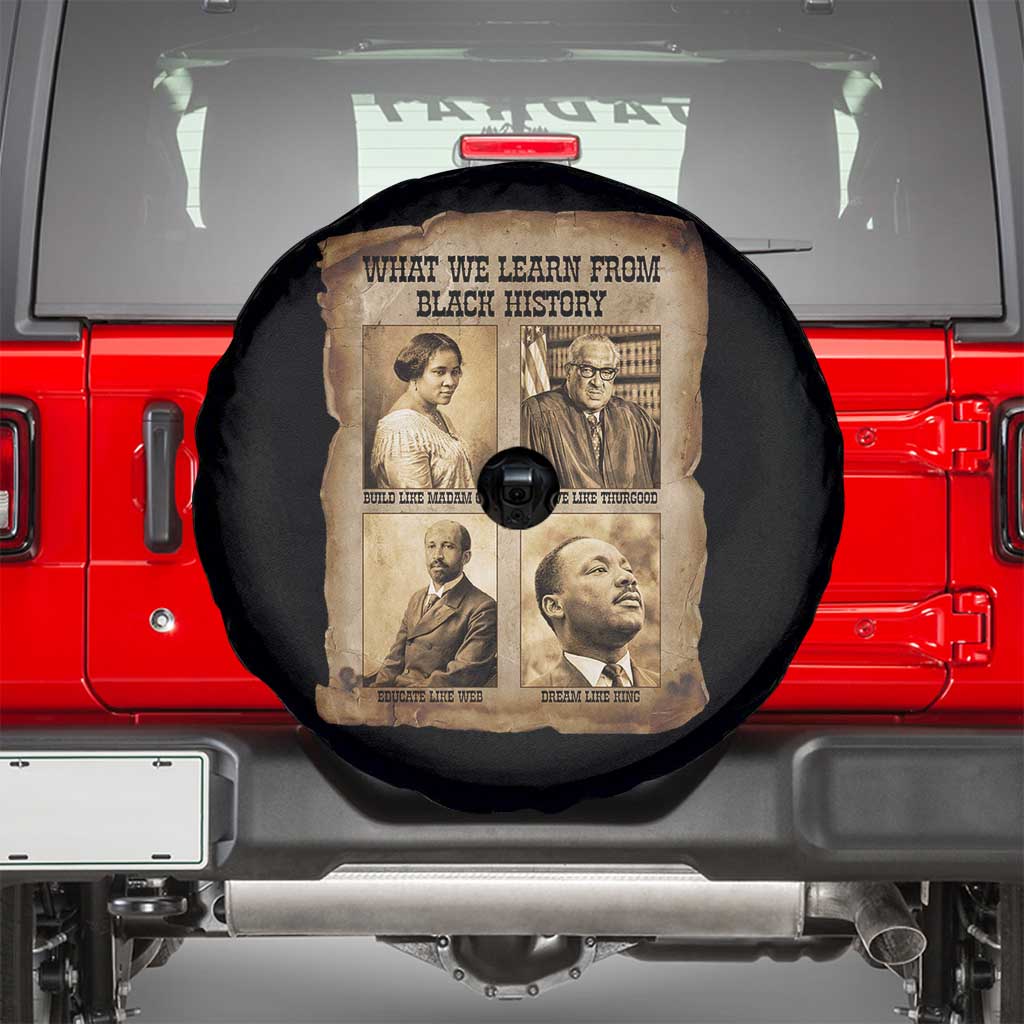 What We Learn From Black History Spare Tire Cover Iconic African American Figures TS12 Black Print Your Wear