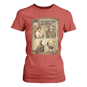 What We Learn From Black History T Shirt For Women Iconic African American Figures TS12 Red Print Your Wear