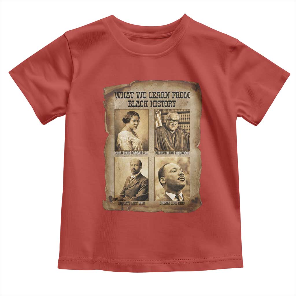 What We Learn From Black History Toddler T Shirt Iconic African American Figures TS12 Red Print Your Wear