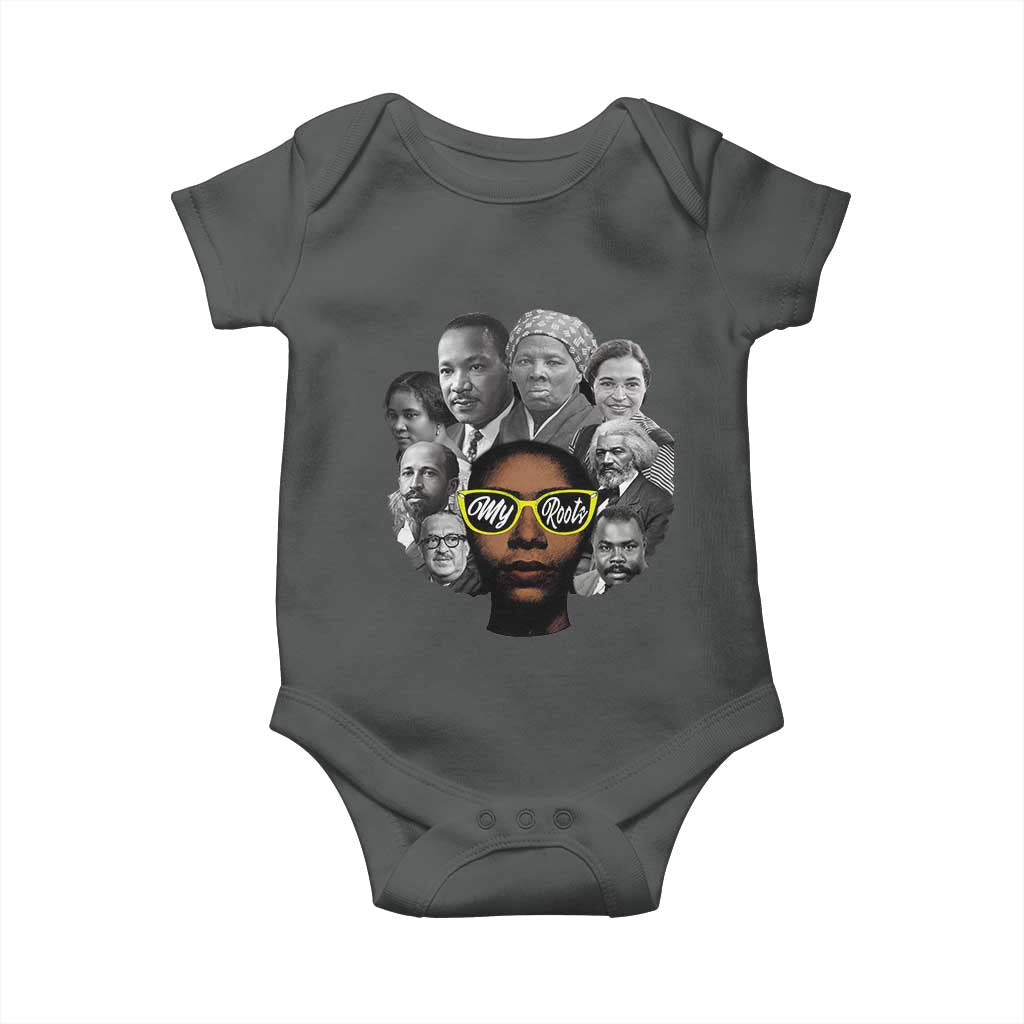 My Roots Black History Leaders Baby Onesie African American Heritage TS12 Dark Heather Print Your Wear