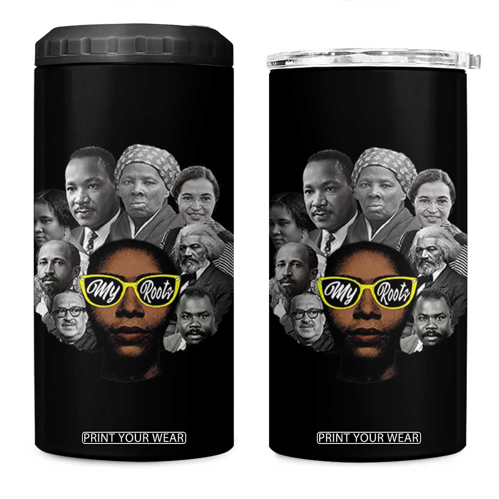 My Roots Black History Leaders 4 in 1 Can Cooler Tumbler African American Heritage TS12 One Size: 16 oz Black Print Your Wear