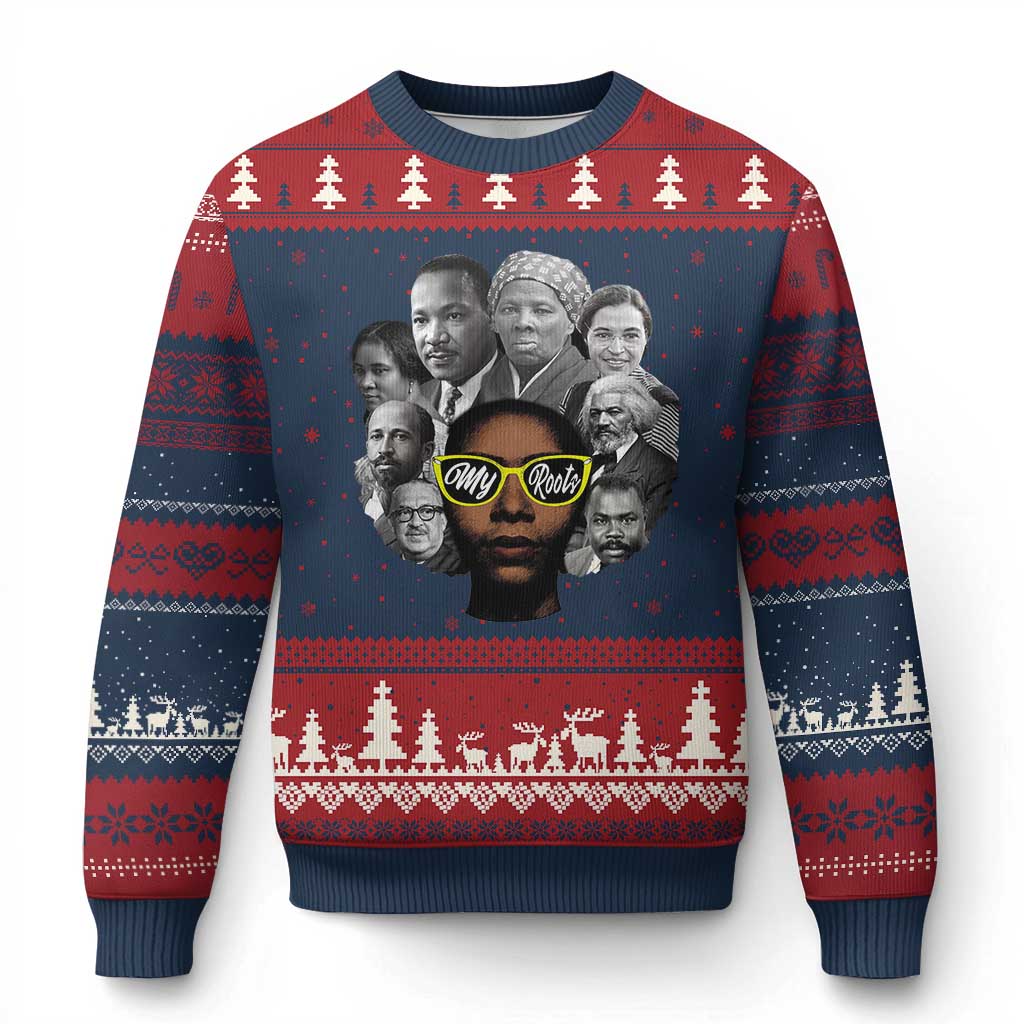 My Roots Black History Leaders Ugly Christmas Sweater African American Heritage TS12 Navy Red Print Your Wear