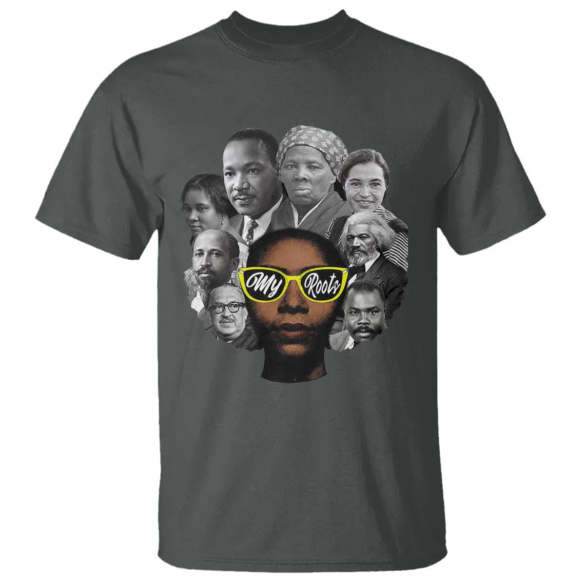 My Roots Black History Leaders T Shirt African American Heritage TS12 Dark Heather Print Your Wear