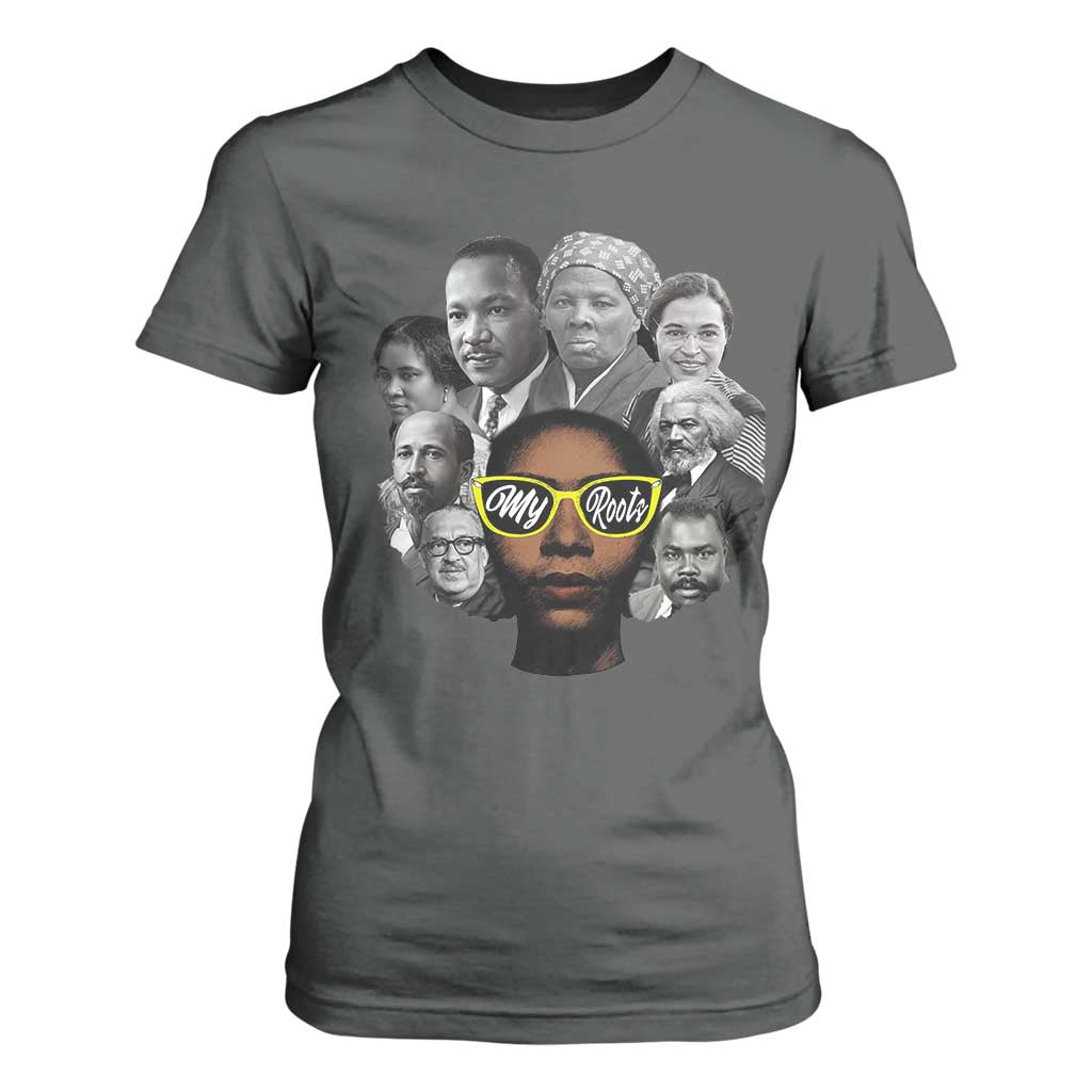 My Roots Black History Leaders T Shirt For Women African American Heritage TS12 Dark Heather Print Your Wear