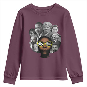 My Roots Black History Leaders Youth Sweatshirt African American Heritage TS12 Maroon Print Your Wear