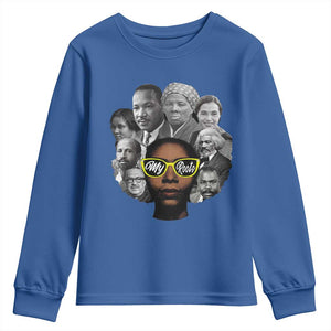 My Roots Black History Leaders Youth Sweatshirt African American Heritage TS12 Royal Blue Print Your Wear