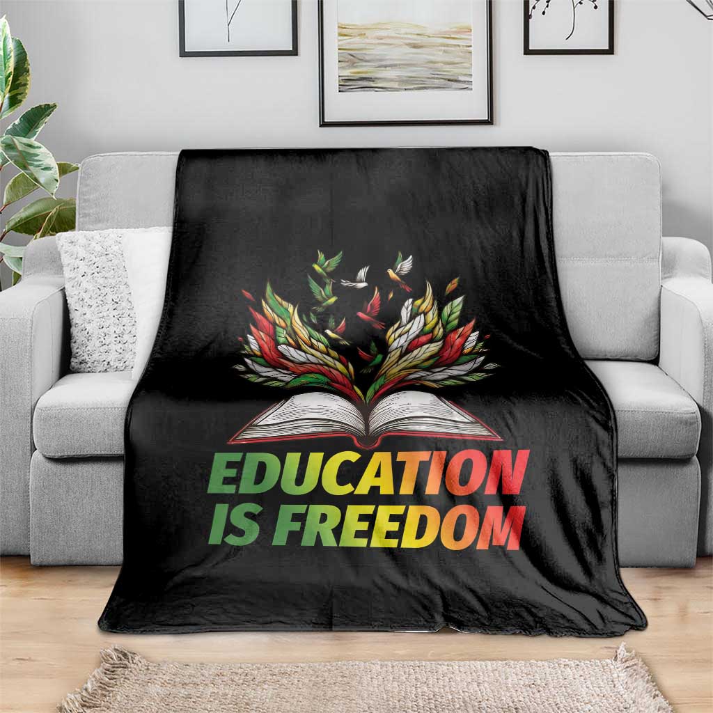 Education Is Freedom Throw Blanket Inspirational Black Teacher Gift TS12 Print Your Wear