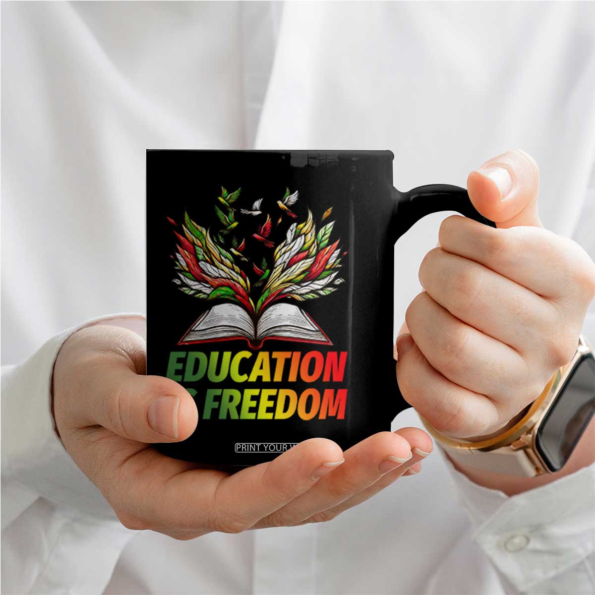 Education Is Freedom Coffee Mug Inspirational Black Teacher Gift TS12 Print Your Wear