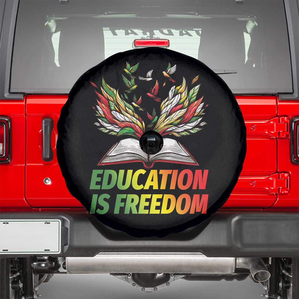 Education Is Freedom Spare Tire Cover Inspirational Black Teacher Gift TS12 Black Print Your Wear
