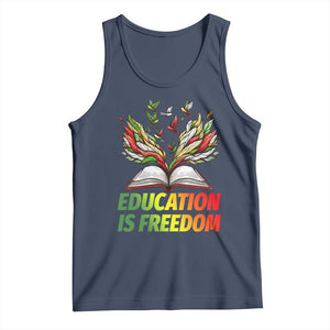 Education Is Freedom Tank Top Inspirational Black Teacher Gift TS12 Navy Print Your Wear
