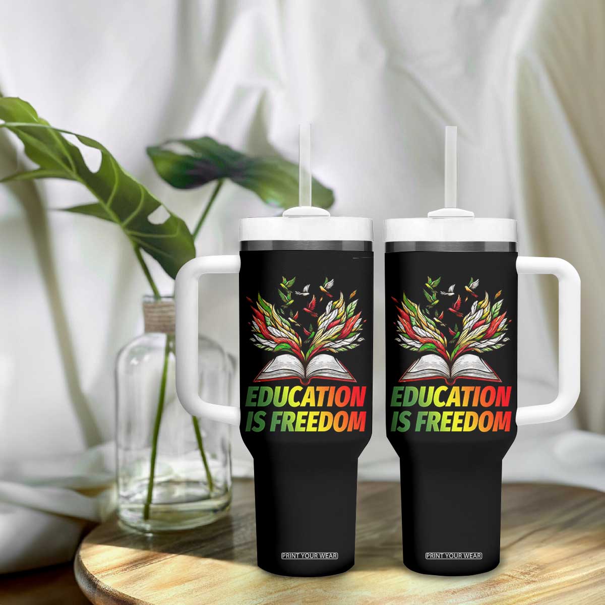 Education Is Freedom Tumbler With Handle Inspirational Black Teacher Gift TS12 Print Your Wear