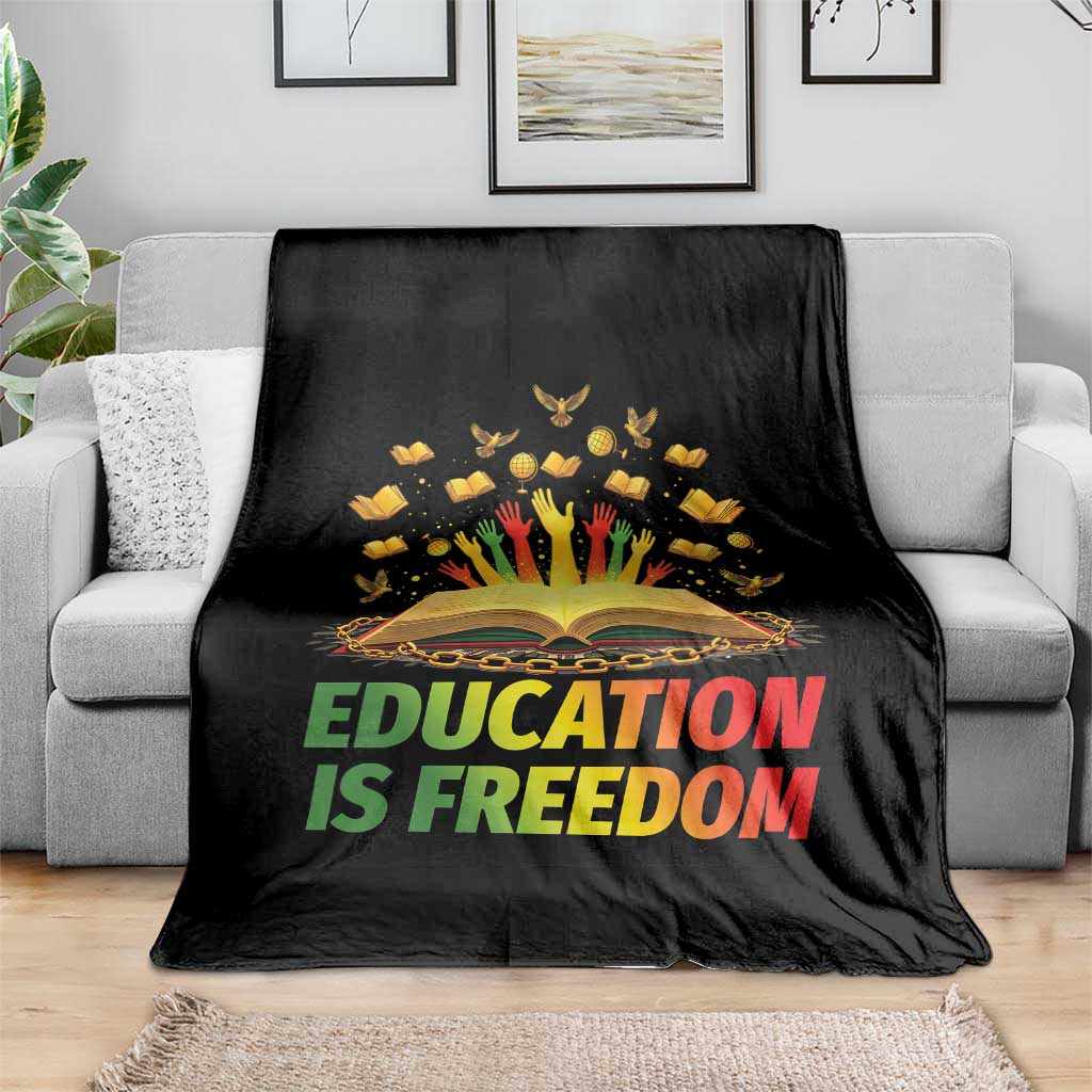 Education Is Freedom Throw Blanket Black Education Teacher Gift TS12 Print Your Wear